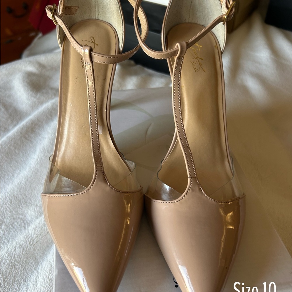 Elegant Nude T-Strap Heels